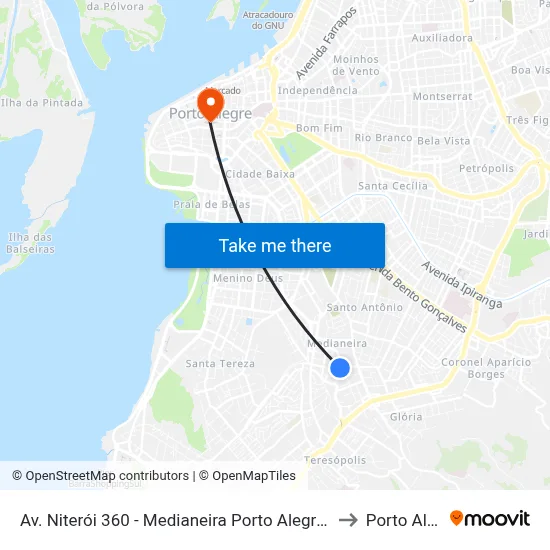 Av. Niterói 360 - Medianeira Porto Alegre - Rs Brasil to Porto Alegre map