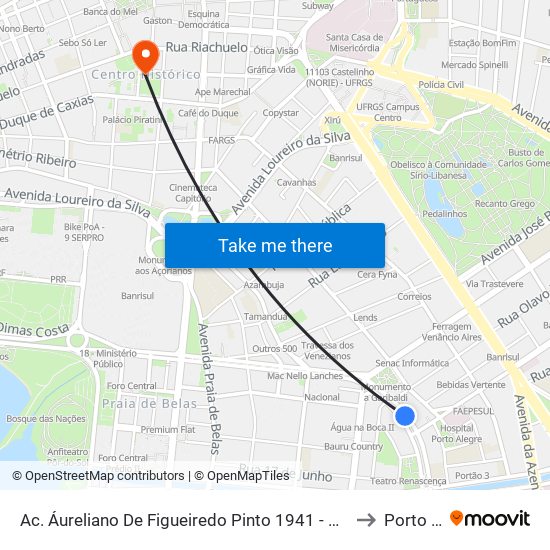 Ac. Áureliano De Figueiredo Pinto 1941 - Azenha Porto Alegre - Rs Brasil to Porto Alegre map
