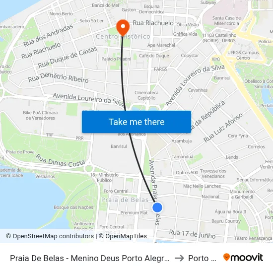 Praia De Belas - Menino Deus Porto Alegre - Rs 90110-170 Brasil to Porto Alegre map