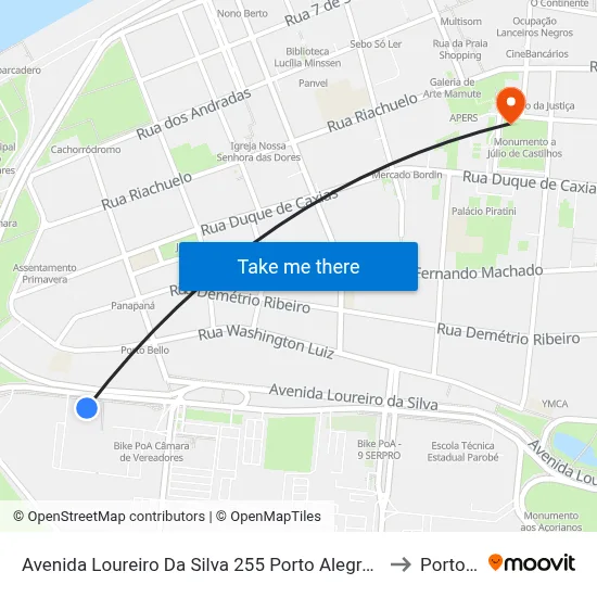 Avenida Loureiro Da Silva 255 Porto Alegre - Rio Grande Do Sul 90010 Brasil to Porto Alegre map