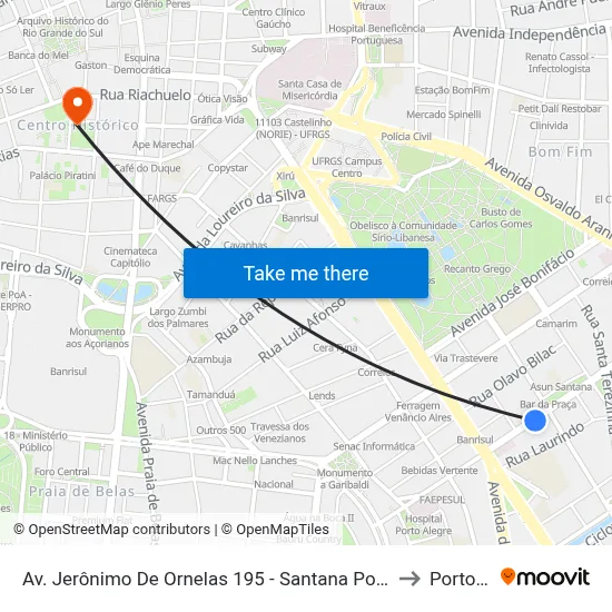 Av. Jerônimo De Ornelas 195 - Santana Porto Alegre - Rs 90040-341 Brasil to Porto Alegre map