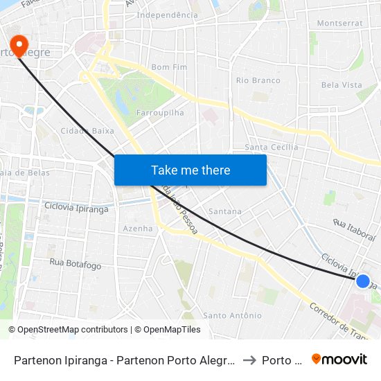 Partenon Ipiranga - Partenon Porto Alegre - Rs 90450-190 Brasil to Porto Alegre map