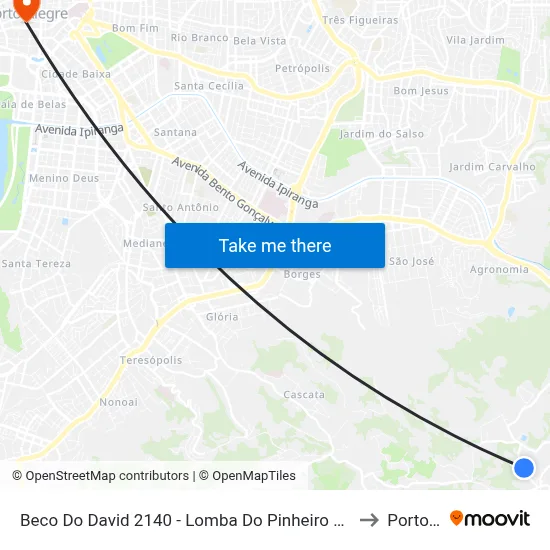 Beco Do David 2140 - Lomba Do Pinheiro Porto Alegre - Rs 91550-160 Brasil to Porto Alegre map