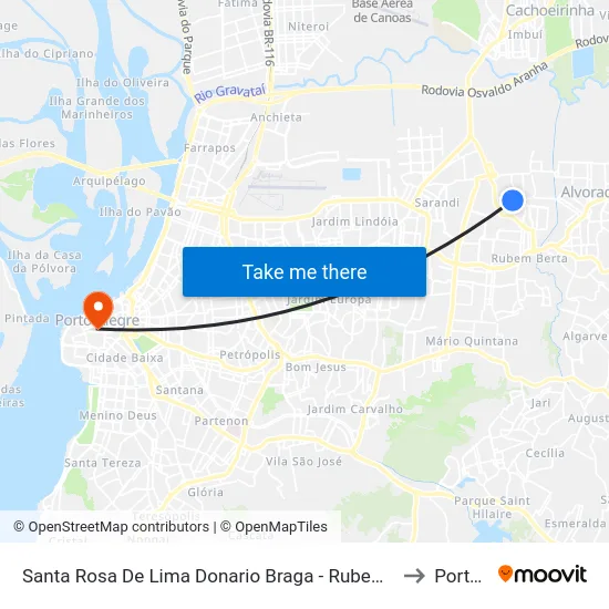Santa Rosa De Lima Donario Braga - Rubem Berta Porto Alegre - Rs 91160-360 Brasil to Porto Alegre map