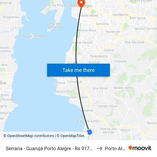 Serraria - Guarujá Porto Alegre - Rs 91770-120 Brasil to Porto Alegre map
