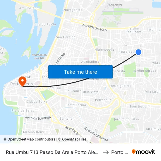 Rua Umbu 713 Passo Da Areia Porto Alegre - Rs 91350-100 Brasil to Porto Alegre map