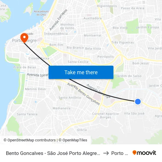 Bento Goncalves - São José Porto Alegre - Rs 90650-002 Brasil to Porto Alegre map