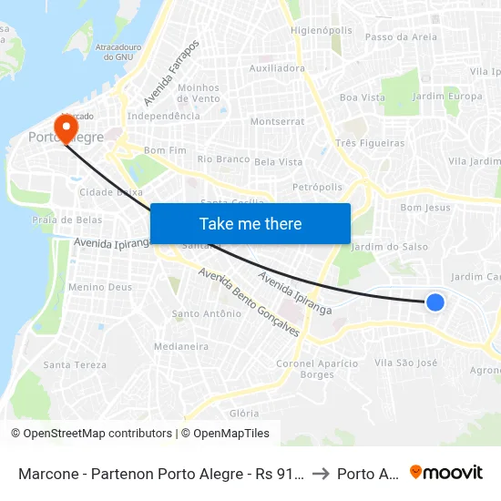 Marcone - Partenon Porto Alegre - Rs 91530-160 Brasil to Porto Alegre map