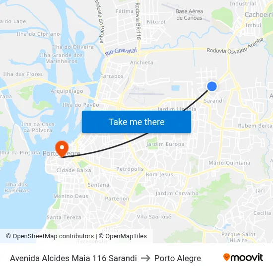 Avenida Alcides Maia 116 Sarandi to Porto Alegre map