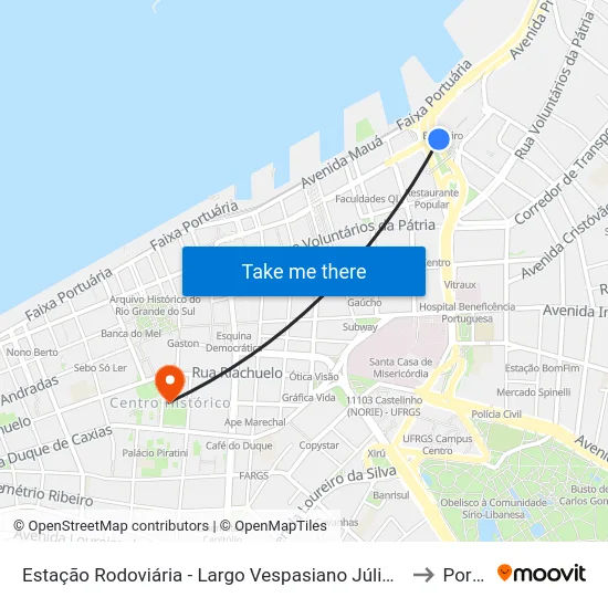 Estação Rodoviária - Largo Vespasiano Júlio Veppo 70 - Marcilio Dias Porto Alegre - Rs 90035-040 Brasil to Porto Alegre map