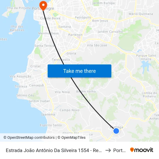 Estrada João Antônio Da Silveira 1554 - Restinga Porto Alegre - Rs 91790-400 Brasil to Porto Alegre map