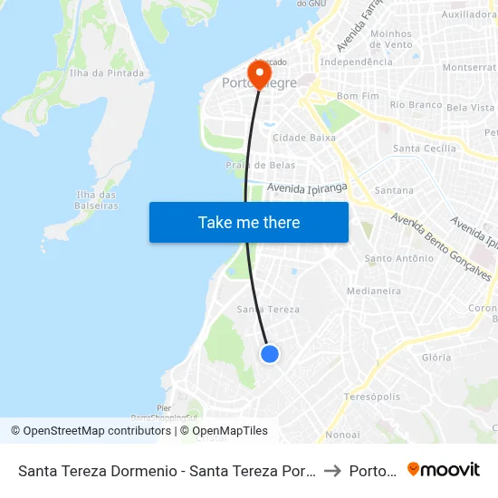 Santa Tereza Dormenio - Santa Tereza Porto Alegre - Rs 90840-100 Brasil to Porto Alegre map