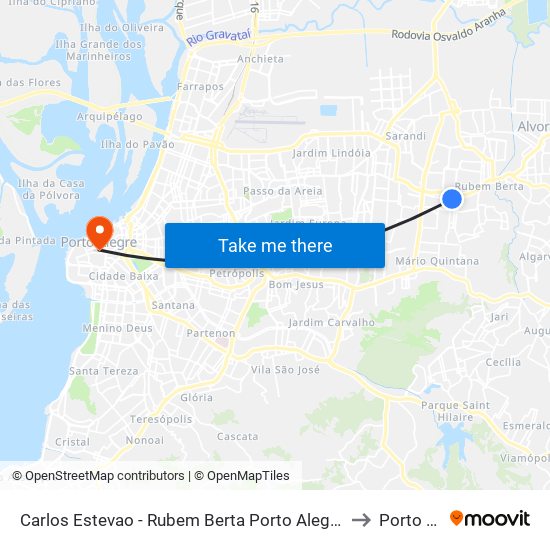 Carlos Estevao - Rubem Berta Porto Alegre - Rs 91240-001 Brasil to Porto Alegre map