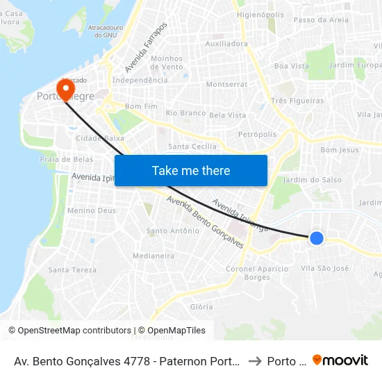 Av. Bento Gonçalves 4778 - Paternon Porto Alegre - Rs 91540-000 Brasil to Porto Alegre map