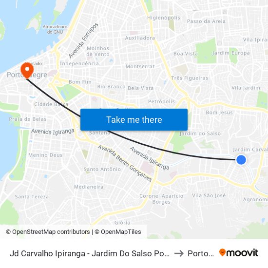 Jd Carvalho Ipiranga - Jardim Do Salso Porto Alegre - Rs 91530-110 Brasil to Porto Alegre map