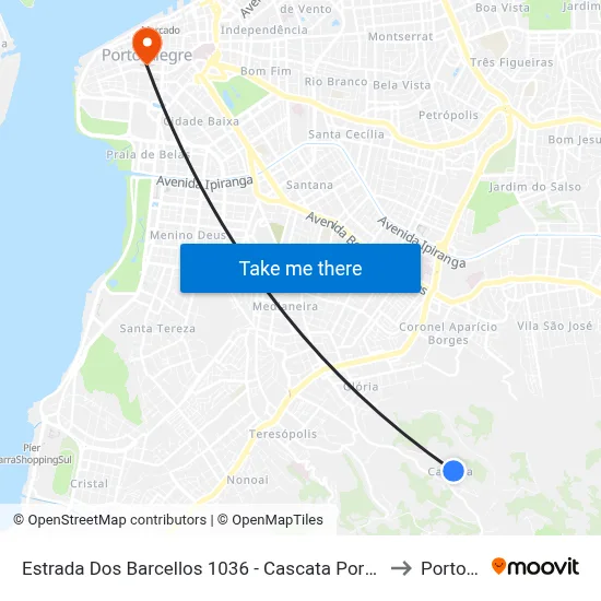 Estrada Dos Barcellos 1036 - Cascata Porto Alegre - Rs 91712-300 Brasil to Porto Alegre map