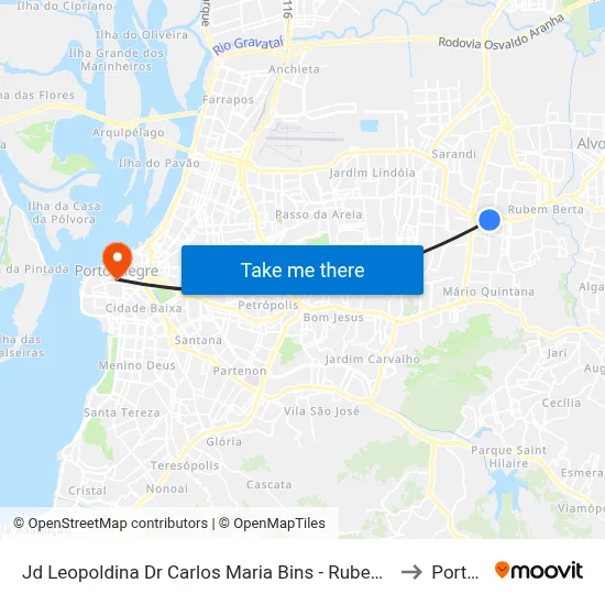 Jd Leopoldina Dr Carlos Maria Bins - Rubem Berta Porto Alegre - Rs 91240-001 Brasil to Porto Alegre map