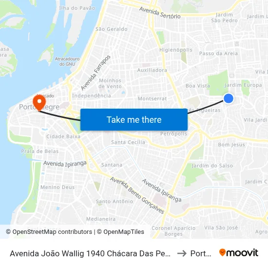 Avenida João Wallig 1940 Chácara Das Pedras Porto Alegre - Rs 91340-001 Brasil to Porto Alegre map