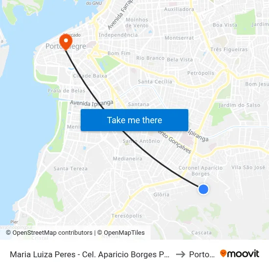 Maria Luiza Peres - Cel. Aparicio Borges Porto Alegre - Rs 91510-360 Brasil to Porto Alegre map