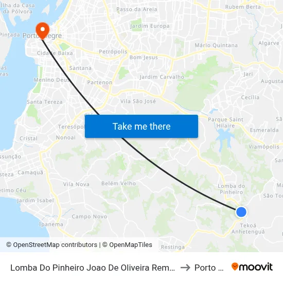 Lomba Do Pinheiro Joao De Oliveira Remiao Viamão - Rs Brasil to Porto Alegre map