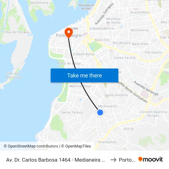 Av. Dr. Carlos Barbosa 1464 - Medianeira Porto Alegre - Rs 90880-001 Brasil to Porto Alegre map