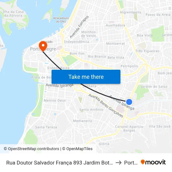Rua Doutor Salvador França 893 Jardim Botânico Porto Alegre - Rio Grande Do Sul 90690 Brasil to Porto Alegre map