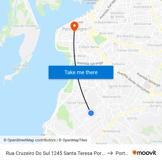 Rua Cruzeiro Do Sul 1245 Santa Teresa Porto Alegre - Rio Grande Do Sul 90843 Brasil to Porto Alegre map