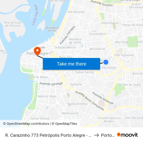 R. Carazinho 773 Petrópolis Porto Alegre - Rio Grande Do Sul 90460-190 Brasil to Porto Alegre map