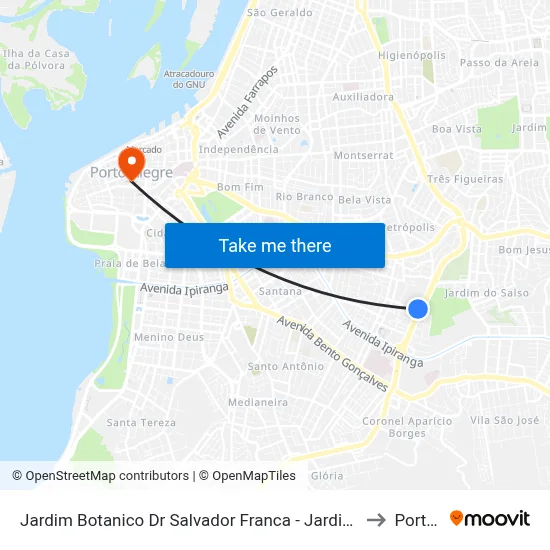Jardim Botanico Dr Salvador Franca - Jardim Botânico Porto Alegre - Rs 90450-190 Brasil to Porto Alegre map