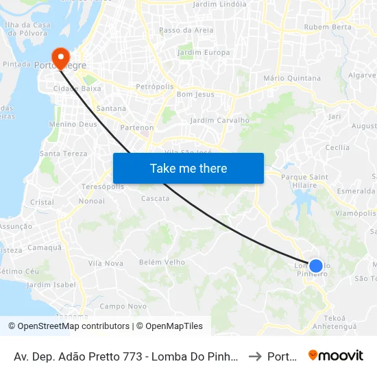 Av. Dep. Adão Pretto 773 - Lomba Do Pinheiro Porto Alegre - Rs 91570-730 Brasil to Porto Alegre map