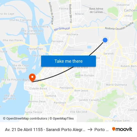 Av. 21 De Abril 1155 - Sarandi Porto Alegre - Rs 91120-630 Brasil to Porto Alegre map