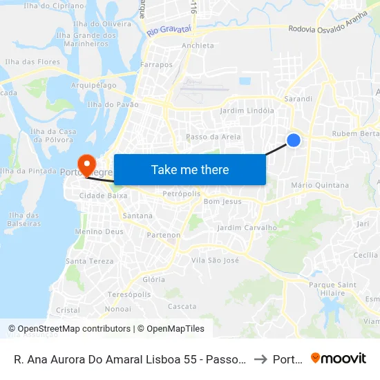 R. Ana Aurora Do Amaral Lisboa 55 - Passo Das Pedras Porto Alegre - Rs 91230-000 Brasil to Porto Alegre map
