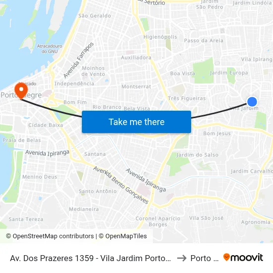 Av. Dos Prazeres 1359 - Vila Jardim Porto Alegre - Rs 91320-150 Brasil to Porto Alegre map