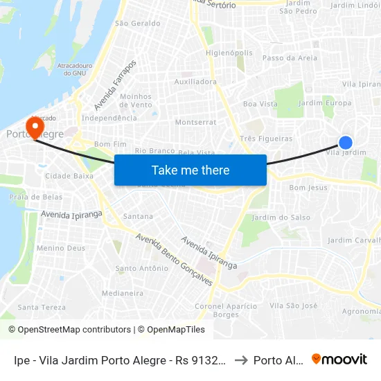 Ipe - Vila Jardim Porto Alegre - Rs 91320-140 Brasil to Porto Alegre map