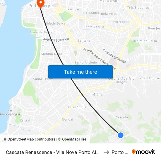 Cascata Renascenca - Vila Nova Porto Alegre - Rs 91712-370 Brasil to Porto Alegre map