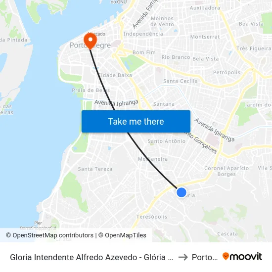 Gloria Intendente Alfredo Azevedo - Glória Porto Alegre - Rs 90660-070 Brasil to Porto Alegre map