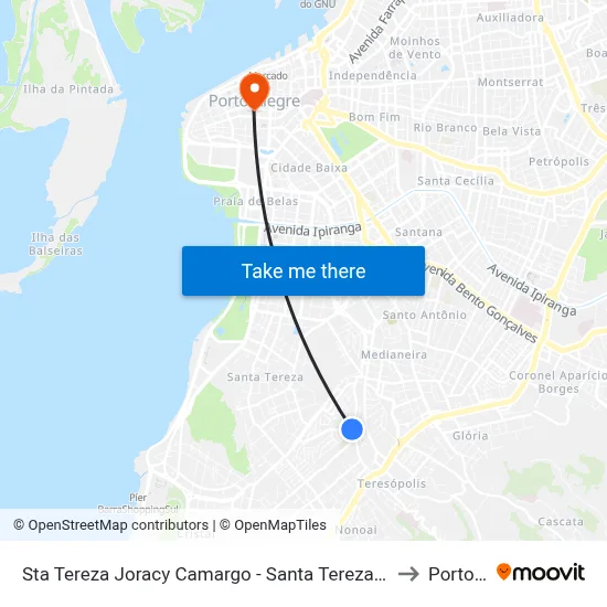 Sta Tereza Joracy Camargo - Santa Tereza Porto Alegre - Rs 90840-520 Brasil to Porto Alegre map
