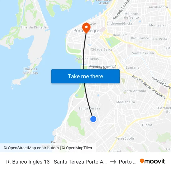 R. Banco Inglês 13 - Santa Tereza Porto Alegre - Rs 90840-600 Brasil to Porto Alegre map