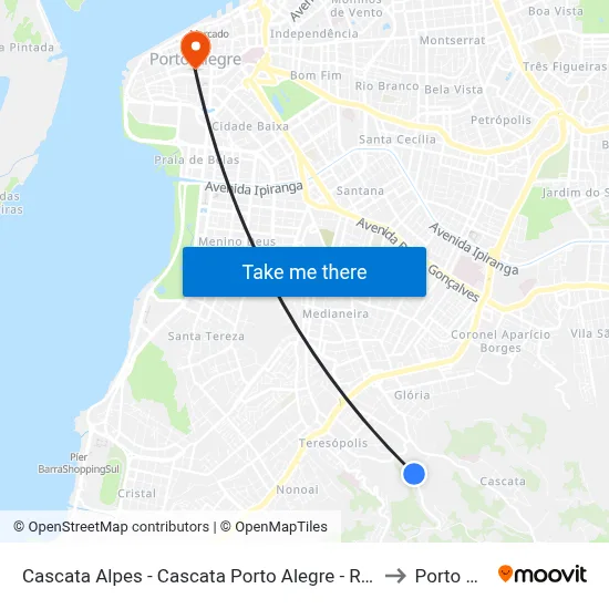 Cascata Alpes - Cascata Porto Alegre - Rs 91720-120 Brasil to Porto Alegre map