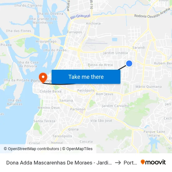 Dona Adda Mascarenhas De Moraes - Jardim Itu-Sabará Porto Alegre - Rs 91220-140 Brasil to Porto Alegre map
