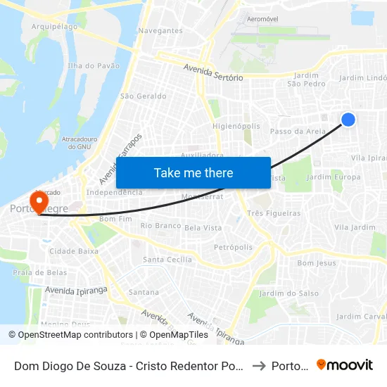 Dom Diogo De Souza - Cristo Redentor Porto Alegre - Rs 91010-004 Brasil to Porto Alegre map