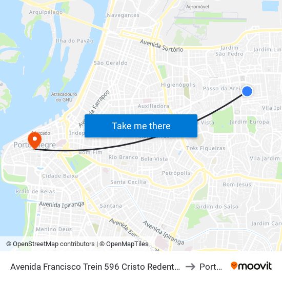 Avenida Francisco Trein 596 Cristo Redentor Porto Alegre - Rs 91350-200 Brasil to Porto Alegre map