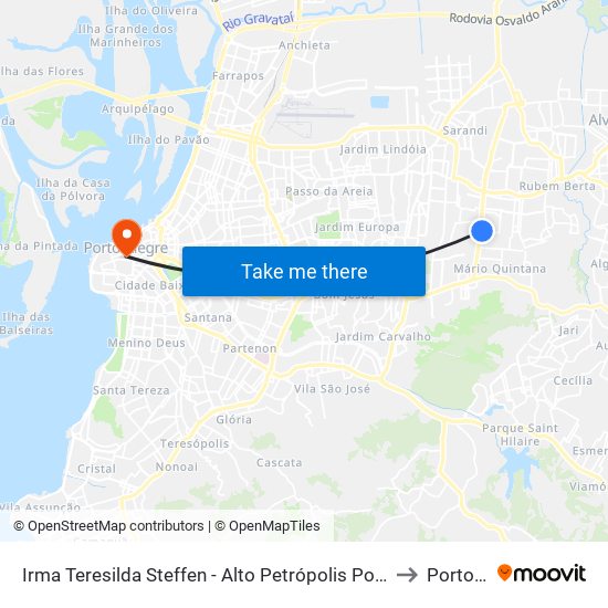 Irma Teresilda Steffen - Alto Petrópolis Porto Alegre - Rs 91240-470 Brasil to Porto Alegre map