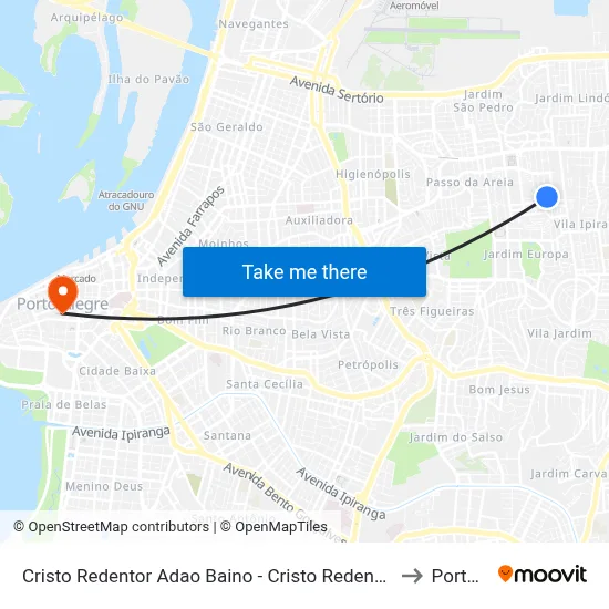 Cristo Redentor Adao Baino - Cristo Redentor Porto Alegre - Rs 91350-030 Brasil to Porto Alegre map