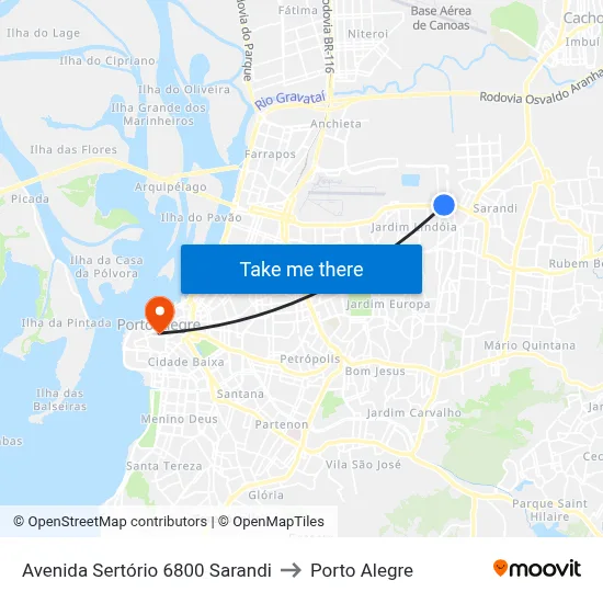 Avenida Sertório 6800 Sarandi to Porto Alegre map