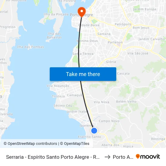 Serraria - Espírito Santo Porto Alegre - Rs 91751-443 Brasil to Porto Alegre map