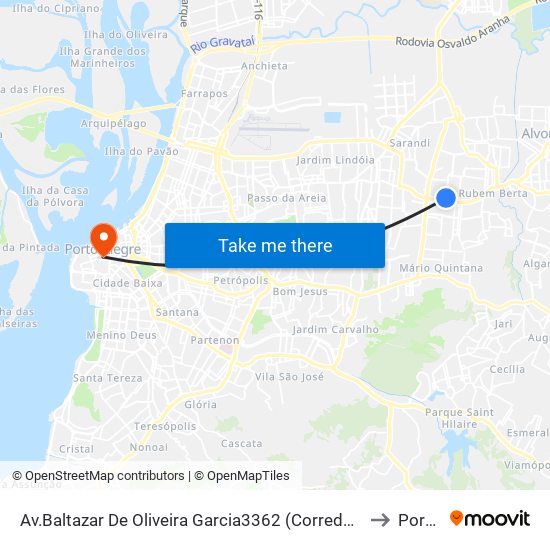Av.Baltazar De Oliveira Garcia3362 (Corredor B/C) - Rubem Berta Porto Alegre - Rs 91180-000 Brasil to Porto Alegre map
