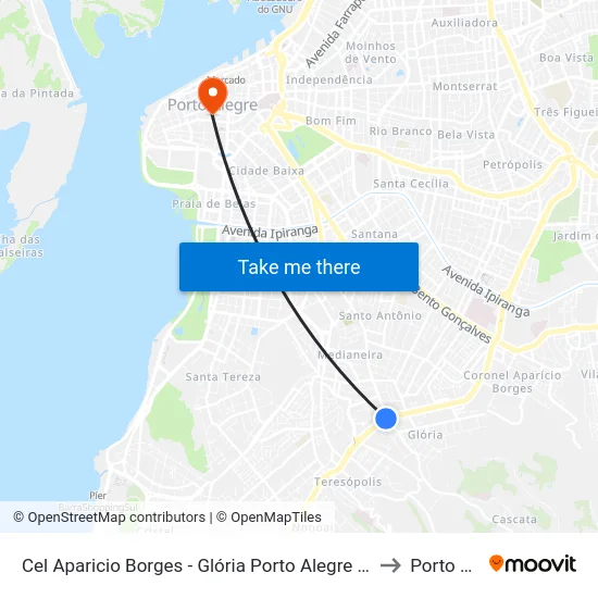 Cel Aparicio Borges - Glória Porto Alegre - Rs 91710-002 Brasil to Porto Alegre map