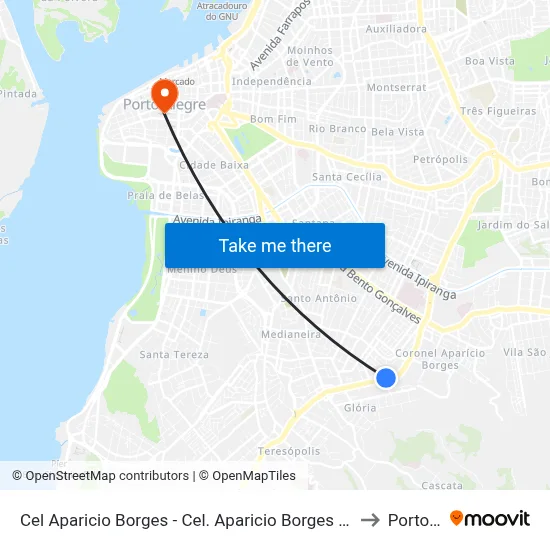 Cel Aparicio Borges - Cel. Aparicio Borges Porto Alegre - Rs 90680-570 Brasil to Porto Alegre map