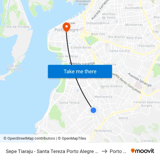 Sepe Tiaraju - Santa Tereza Porto Alegre - Rs 90450-190 Brasil to Porto Alegre map